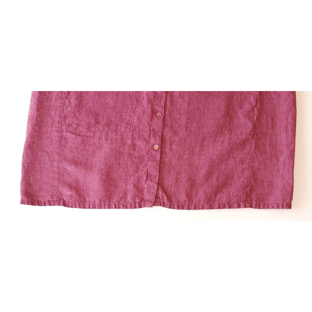 EILEEN FISHER Organic Linen Delave Shirtdress in Berry Pink Comfy Casual - 1X - Picture 4 of 10